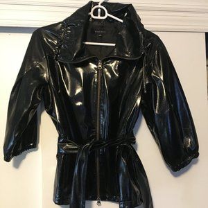 Nine West pleather wind/rain jacket with belt